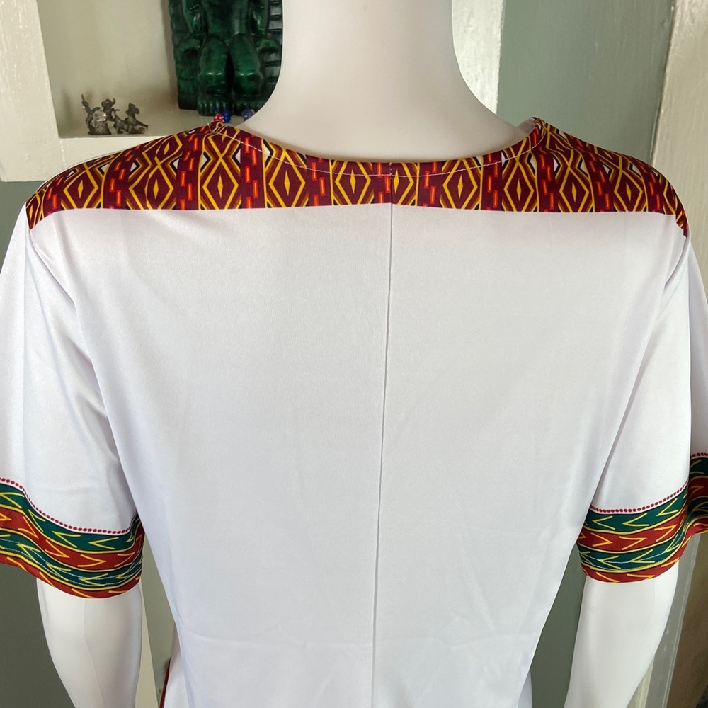 3/$12 Dashiki Midi Shift Dress Caftan African-Style L/XL Polyester Pockets Triba - Picture 8 of 9